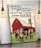 So God made a farmer Hereford Cows Red Barn Farm Canvas Wall Art Decor
