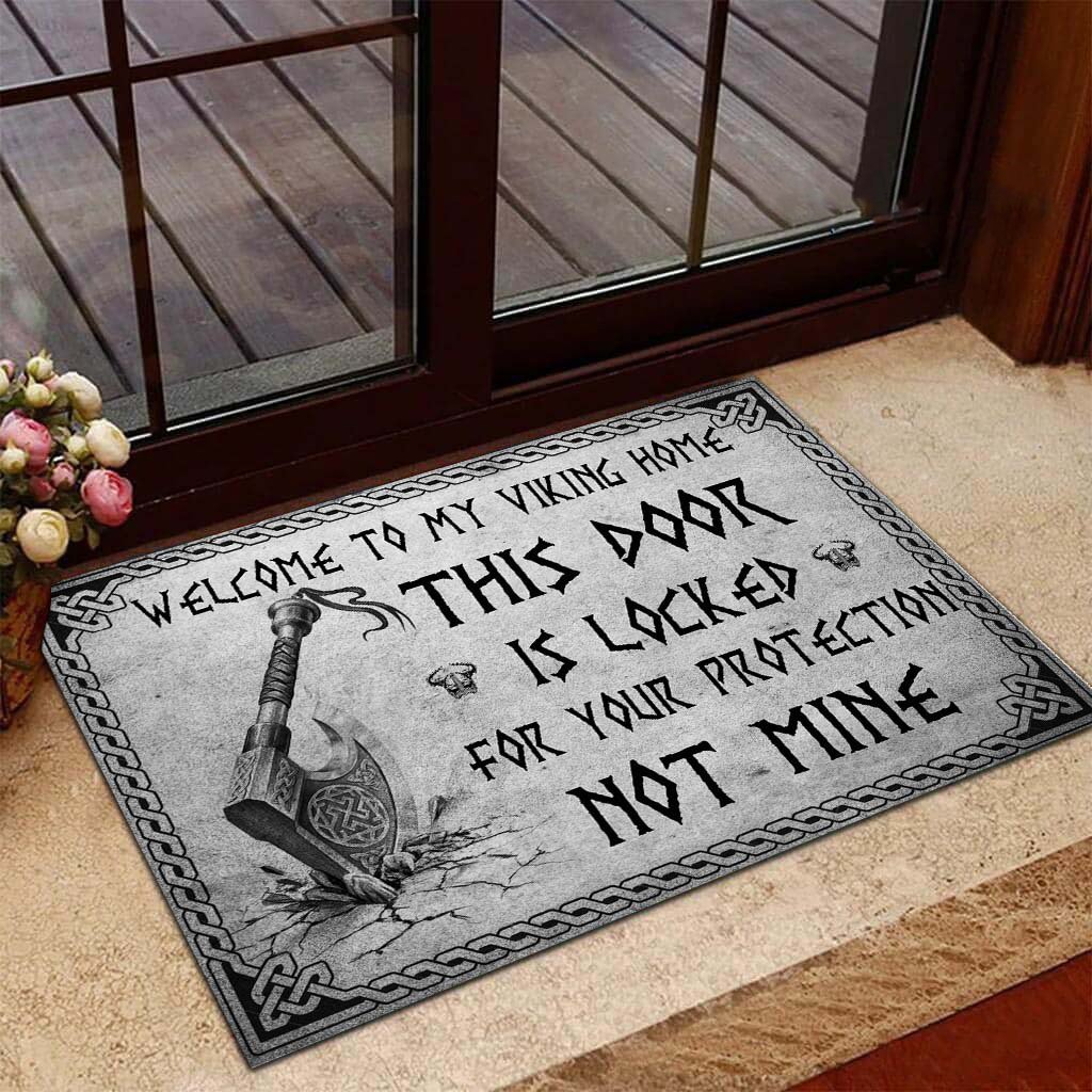 Viking Gift Viking American Welcome To My Viking Home Welcome Mat Non-Slip Rubber Backing Doormat NHD