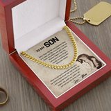 To My Son -Never forget that the most important thing is to enjoy your life - I Will Always Be There For You Love, Mom Wolf Cuban Link Chain Necklace LX341A