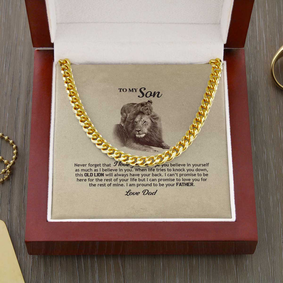 To My Son Necklace From Dad - Never forget that I Love you, Necklace for Son, Cuban Link Chain Necklace