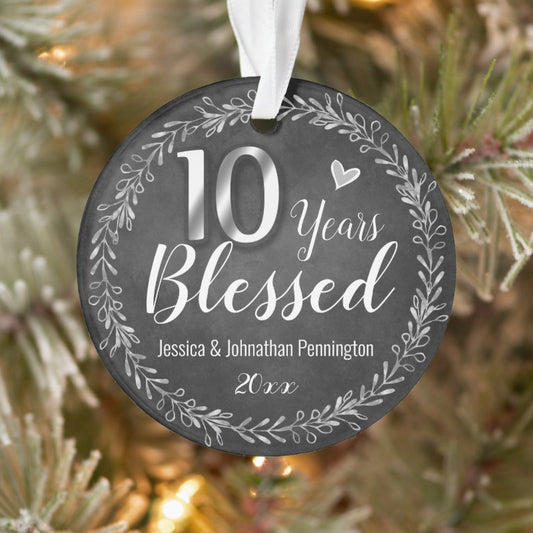 10 Years Blessed Wedding Anniversary Ornament