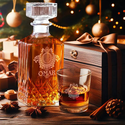 OMAR Personalised Decanter Set, Premium Gift for Christmas to enjoy holiday spirit 5