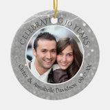 10Th Anniversary   Silver Sparkle Photo Ceramic Ornament