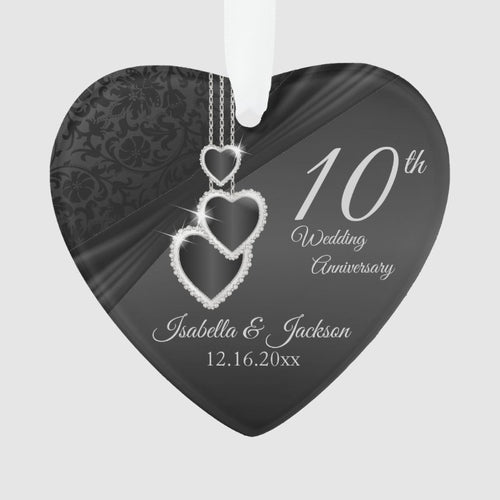 10Th Onyx Wedding Anniversary Keepsake Design 2 Ornament