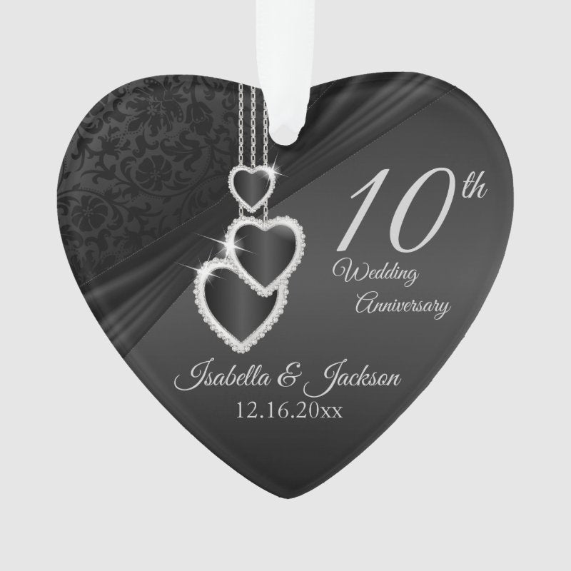 10Th Onyx Wedding Anniversary Keepsake Design 2 Ornament