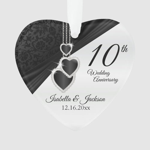10Th Onyx Wedding Anniversary Keepsake Design Ornament