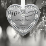 10Th Wedding Anniversary Silver Diamonds Keepsake Ornament