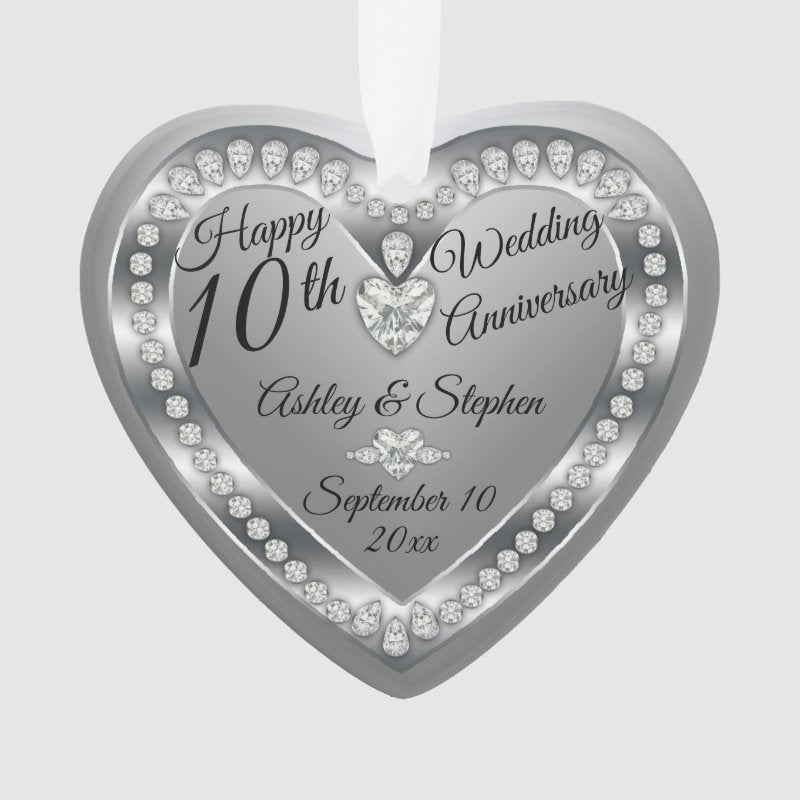 10Th Wedding Anniversary Silver Diamonds Photo Ornament