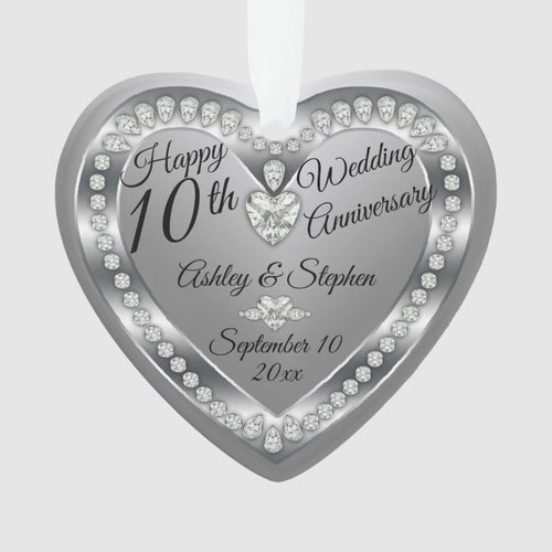 10Th Wedding Anniversary Silver Diamonds Photo Ornament