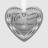10Th Wedding Anniversary Silver Diamonds Photo Ornament