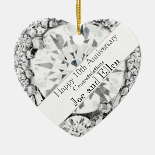 10Th Wedding Anniversary, Tin Anniversary Ceramic Ornament