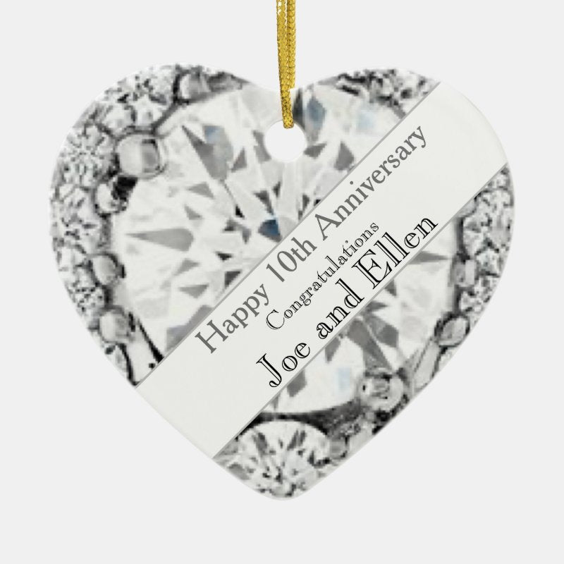 10Th Wedding Anniversary, Tin Anniversary Ceramic Ornament