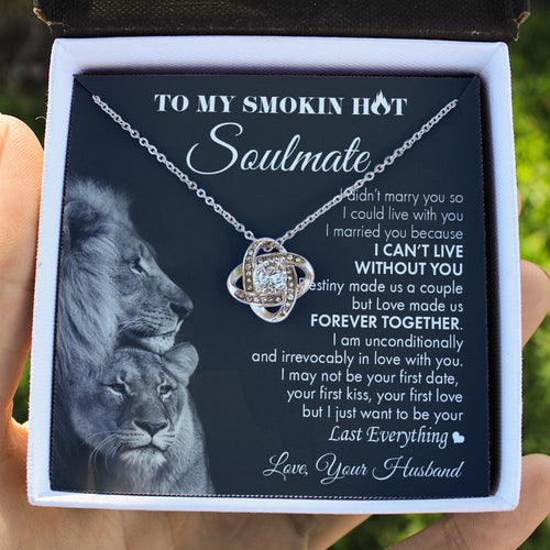 To my Wife Soulmate Necklace - Couple Lion I can't live without you Love  Knot, Alluring Beauty, Sunflower Necklace LX361D