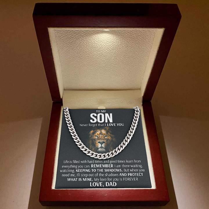 To My Son Necklace - Keeping To The Shadows Cuban Link Chain Necklace Love, Dad - TGV
