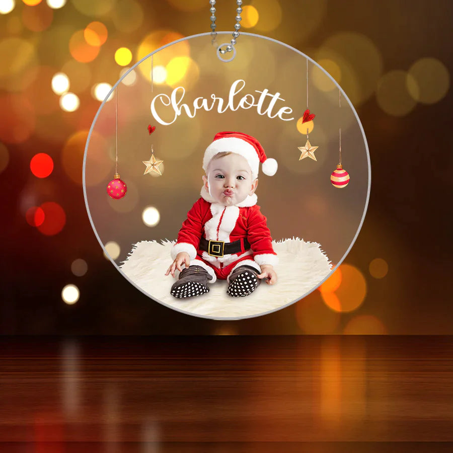 Custom Face Baby Cute Photo With Name Circle Christmas 2022