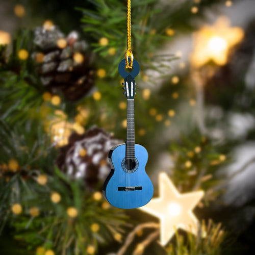 Blue Classic Guitar Car Ornament