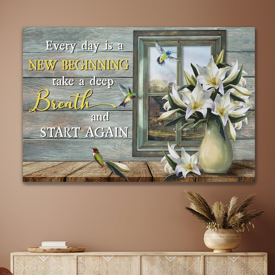 Lily Flower Jesus Everyday Is A New Beginning Window Frame - Matte Canvas