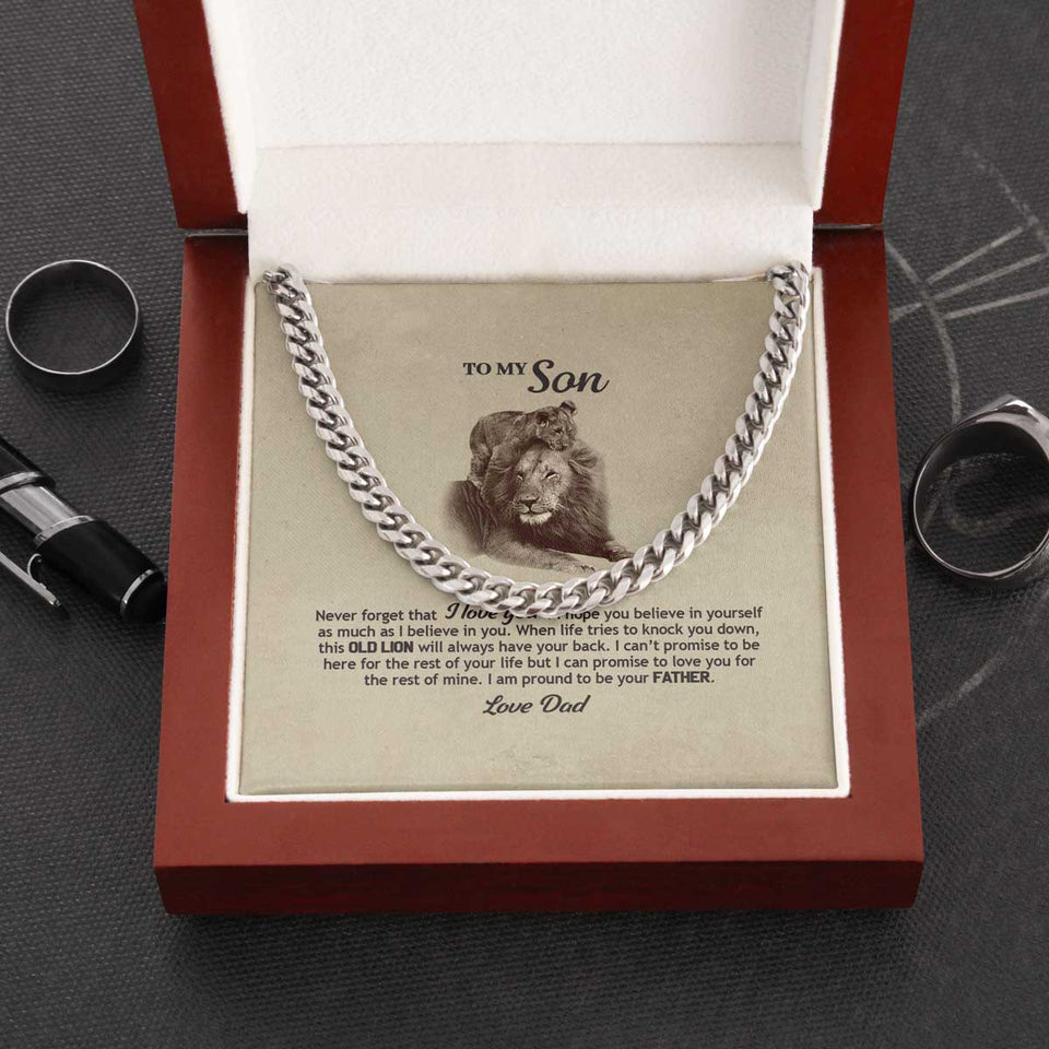 To My Son Necklace From Dad - Never forget that I Love you, Necklace for Son, Cuban Link Chain Necklace