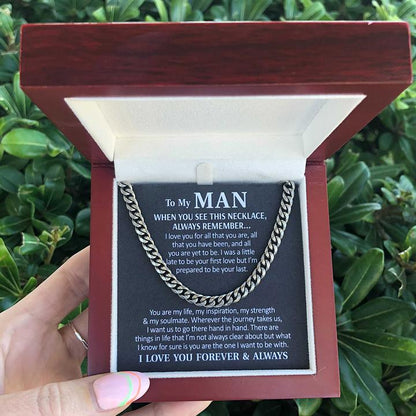 To My Man Necklace - Husband Boyfriend Necklace You are my life, my inspiration, my strength & my soulmate Cuban Link Chain Necklace 343F - TGV