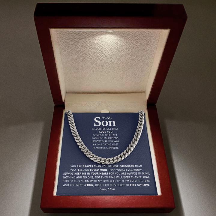 To my Son Necklace From Mom - Always keep me in your heart Love , Mom Cuban Link Chain Necklace 062G - TGV