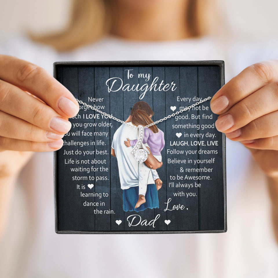 To My Daughter | Laugh Love Live | Gift for Daughter from Dad Alluring Beauty Necklace