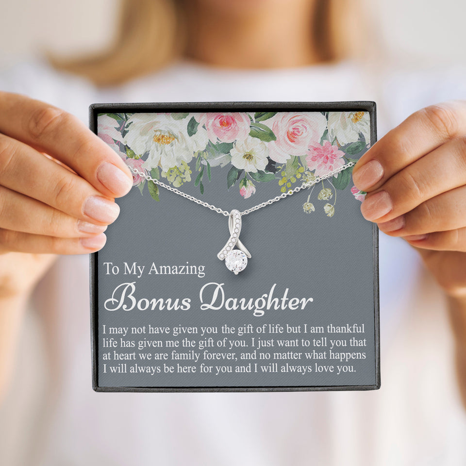 To My Amazing Bonus Daughter | I Will Always Love You |  Alluring Beauty Necklace