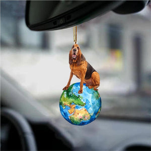 Bloodhound-Around My Dog-Two Sided Ornament