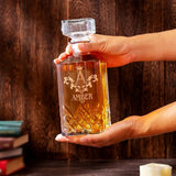 AMBER Personalized Decanter Set wooden box and Ice 5