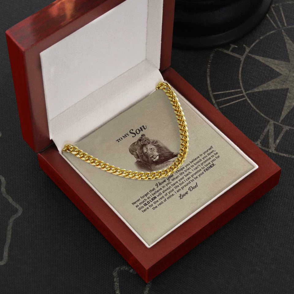 To My Son Necklace From Dad - Never forget that I Love you, Necklace for Son, Cuban Link Chain Necklace