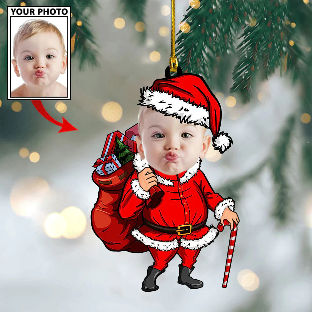 Baby Santa Cute Custom Photo Face Ornament Christmas
