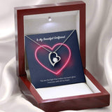 To My Beautiful Girlfriend Forever Love Necklace (14K White Gold Finish)