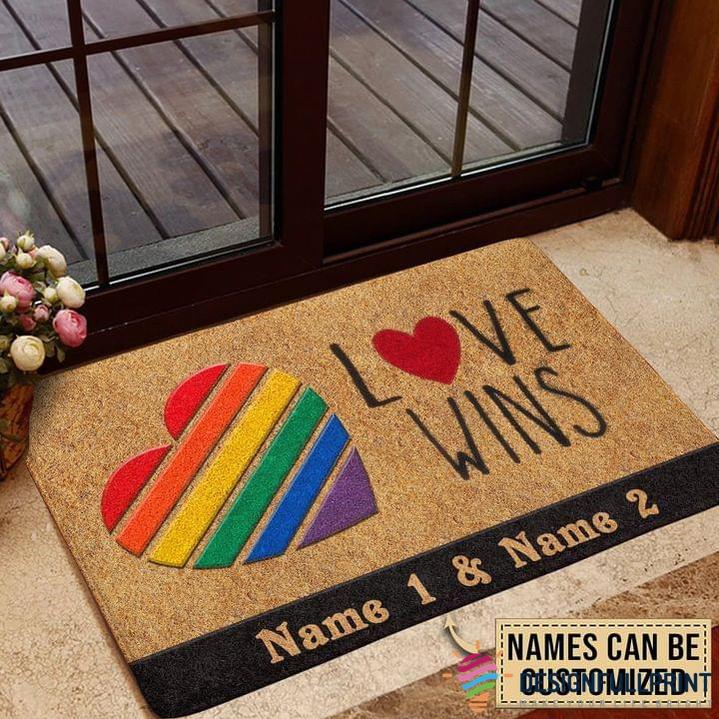 LGBT Pride Gift Idea Love Wins Non-Slip Rubber Backing Doormat Or Coir Doormat CP
