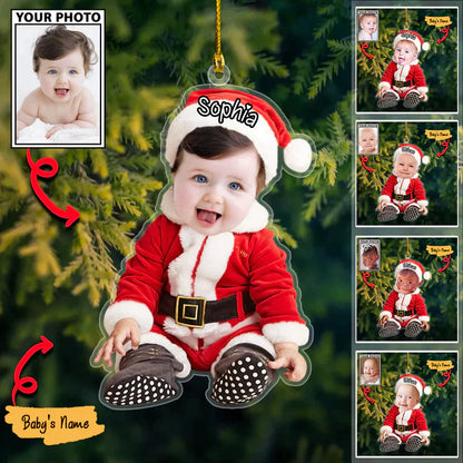 Flat Custom Baby Cute Photo With Name for Christmas Ornament 2022
