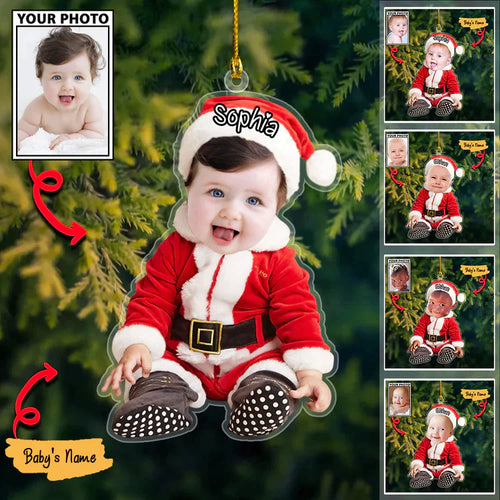 Flat Custom Baby Cute Photo With Name for Christmas Ornament 2022