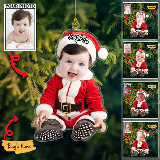 Flat Custom Baby Cute Photo With Name for Christmas Ornament 2022