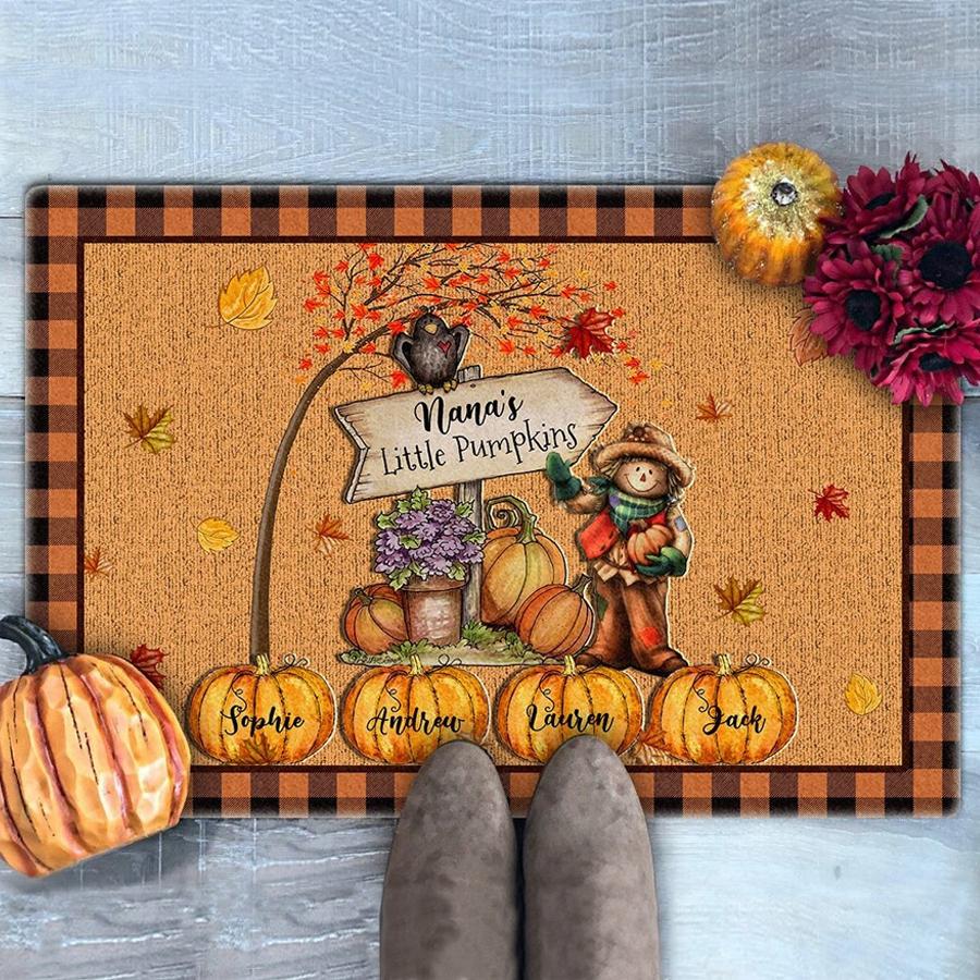 Nana's Little Pumpkins Doormat, Personalized Doormat, Fall Doormat, Pumpkins Name Doormat, Thanksgiving Doormat, Gift for Grandma Nana Gigi