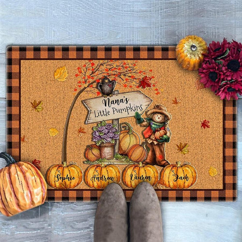 Nana's Little Pumpkins Doormat, Personalized Doormat, Fall Doormat, Pumpkins Name Doormat, Thanksgiving Doormat, Gift for Grandma Nana Gigi