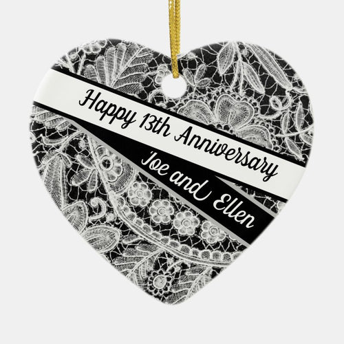 13Th Wedding Anniversary, Lace Anniversary Ceramic Ornament
