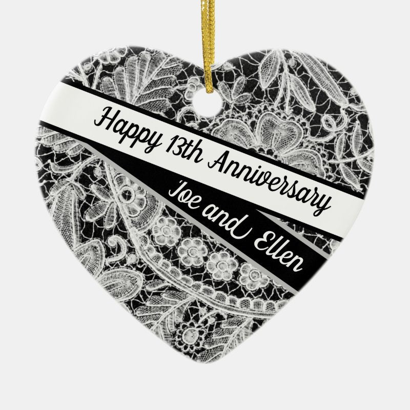 13Th Wedding Anniversary, Lace Anniversary Ceramic Ornament