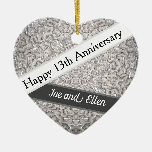 13Th Wedding Anniversary, Lace Anniversary Ceramic Ornament