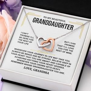 To My Granddaughter - Gold Vermeil Personalized Gift Set - Interlocking Hearts Necklace - Love, Grandma
