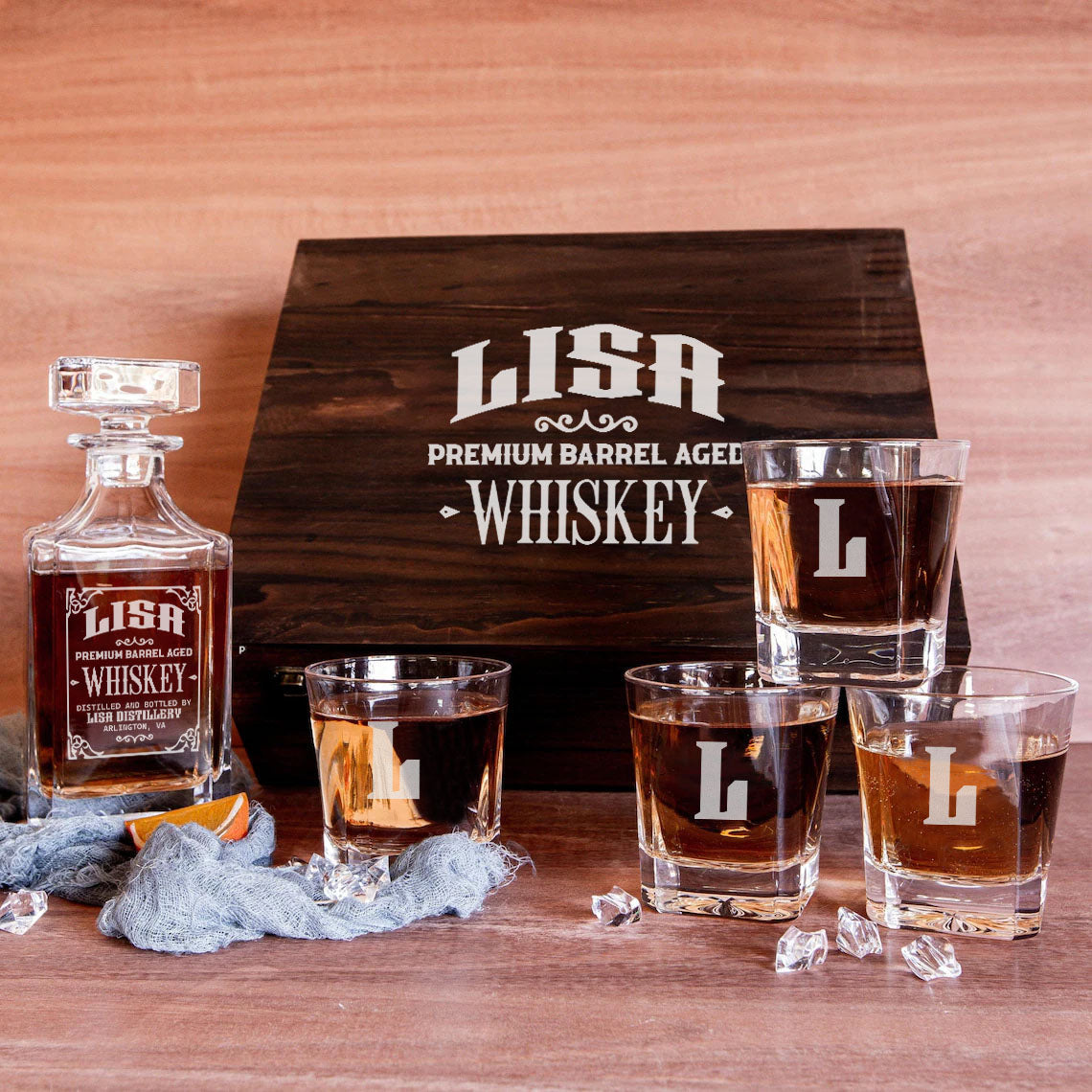 LISA Personalized Whiskey Decanter Set 6