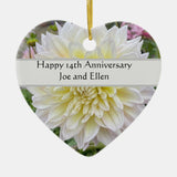 14Th Anniversary Dahlia  Ceramic Ornament