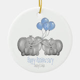 14Th Ivory Wedding Anniversary Elephant Gift Ceramic Ornament