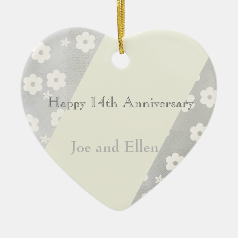 14Th Wedding Anniversary, Ivory Anniversary Ceramic Ornament