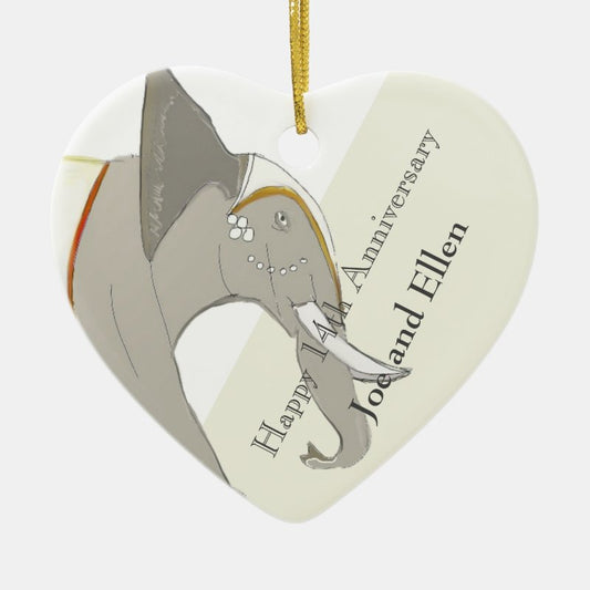 14Th Wedding Anniversary, Ivory Anniversary Ceramic Ornament