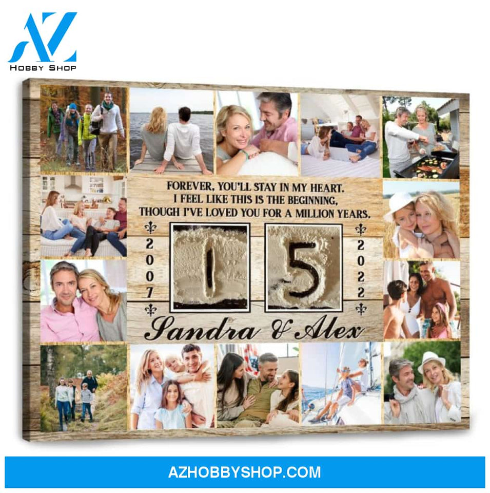 15 Year Wedding Anniversary Gift Personalized Love Canvas