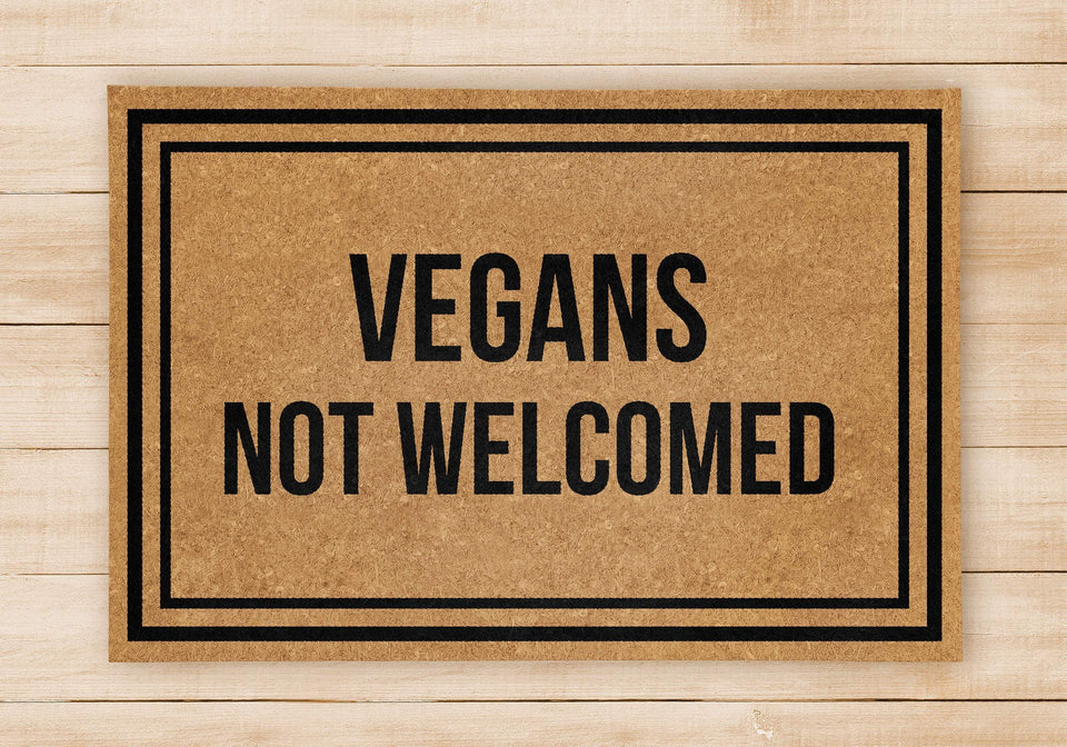 Outdoor Mat- Vegans Not Welcome Beige Door Mat Home Decor