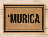 Outdoor Mat- American Murica Black Square Outline Beige Door Mat Home Decor