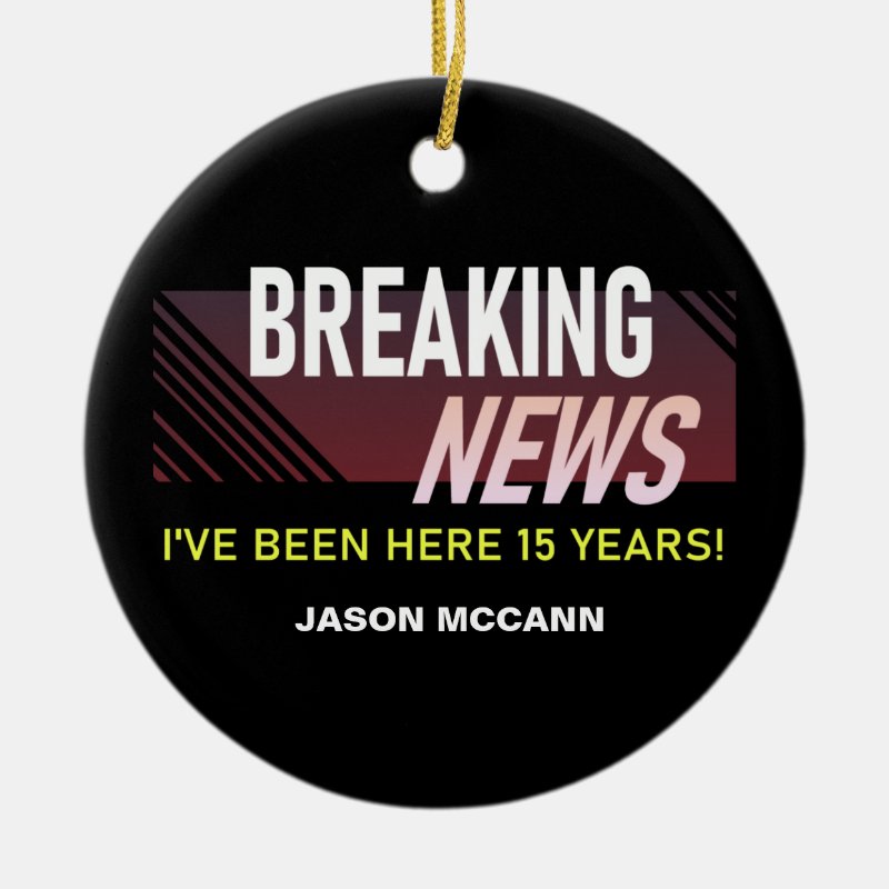 15 Year Work Anniversary 15Th Employee Tenure Ceramic Ornament